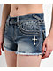 Ninth Hall Alyssia Crosses Blue Wash Denim Shorts - Thumbnail image 5 of 6
