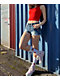 Ninth Hall Alyssia Crosses Blue Wash Denim Shorts - Thumbnail image 3 of 6
