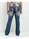 Ninth Hall Alyssia Rose Rhinestone Blue Wash Bootcut Jeans - Thumbnail image 6 of 6