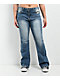 Ninth Hall Alyssia Rose Rhinestone Blue Wash Bootcut Jeans - Thumbnail image 5 of 6