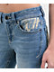Ninth Hall Alyssia Rose Rhinestone Blue Wash Bootcut Jeans - Thumbnail image 4 of 6