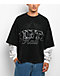 Ninth Hall Crowned Rhinestone Black & White Wash 2fer Long Sleeve Boxy T-Shirt - Thumbnail image 1 of 5
