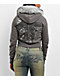 Ninth Hall Crystal Grey Faux Fur Crop Zip Sweater - Thumbnail image 1 of 6