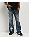 Ninth Hall Defender Applique Crosses Reverent Blue Flare Jeans - Thumbnail image 1 of 7