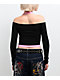 Ninth Hall Destiny Black & Pink Long Sleeve Faux Halter Top - Thumbnail image 2 of 3