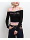 Ninth Hall Destiny Black & Pink Long Sleeve Faux Halter Top - Thumbnail image 1 of 3