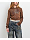 Ninth Hall Divine Conflict Brown Crop Zip Hoodie - Thumbnail image 1 of 4