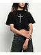 Ninth Hall Faux Cross Black Boxy Crop T-Shirt - Thumbnail image 1 of 3