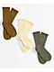 Ninth Hall Fundamentals Beryl Deep Lichen Green, Birch & Butternut 3 Pack Crew Socks - Thumbnail image 1 of 2