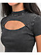 Ninth Hall Fundamentals Cuddie Black Wash Cutout Fitted Crop Top - Thumbnail image 3 of 3