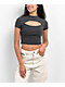 Ninth Hall Fundamentals Cuddie Black Wash Cutout Fitted Crop Top - Thumbnail image 1 of 3