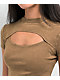 Ninth Hall Fundamentals Cuddie Brown Wash Cut Out Fitted Crop T-Shirt - Thumbnail image 3 of 3