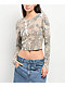 Ninth Hall Fundamentals Estie Light Camo Long Sleeve Crop T-Shirt - Thumbnail image 1 of 3