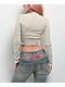 Ninth Hall Fundamentals Krystie Beige Cutout Long Sleeve Crop T-Shirt - Thumbnail image 2 of 4