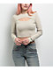Ninth Hall Fundamentals Krystie Beige Cutout Long Sleeve Crop T-Shirt - Thumbnail image 1 of 4