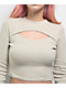 Ninth Hall Fundamentals Krystie Beige Long Sleeve Crop T-Shirt - Thumbnail image 3 of 3