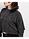 Ninth Hall Fundamentals Lonnie Black Wash Boxy 2fer Crop Long Sleeve T-Shirt - Thumbnail image 3 of 3