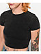 Ninth Hall Fundamentals Shawnie Black Wash Fitted Crop T-Shirt - Thumbnail image 3 of 4