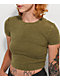 Ninth Hall Fundamentals Shawnie Olive Wash Fitted Crop T-Shirt - Thumbnail image 3 of 3