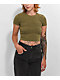 Ninth Hall Fundamentals Shawnie Olive Wash Fitted Crop T-Shirt - Thumbnail image 1 of 3