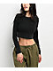 Ninth Hall Fundamentals Sylvie Black Wash Fitted Crop Long Sleeve T-Shirt - Thumbnail image 1 of 3