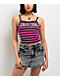 Ninth Hall Kerri Stripe Black & Pink Crop Tank Top - Thumbnail image 1 of 3