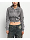 Ninth Hall Melanie Grey Wash Mega Crop Zip Hoodie - Thumbnail image 3 of 7