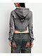 Ninth Hall Melanie Grey Wash Mega Crop Zip Hoodie - Thumbnail image 2 of 7