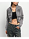 Ninth Hall Melanie Grey Wash Mega Crop Zip Hoodie - Thumbnail image 1 of 7