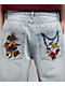 Ninth Hall Waylay Skull Blue Wash Loose Fit Shorts - Thumbnail image 3 of 7