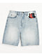 Ninth Hall Waylay Skull Blue Wash Loose Fit Shorts - Thumbnail image 7 of 7