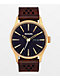Nixon Sentry Leather Gold, Indigo & Brown Analog Watch