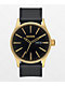 Nixon Sentry Leather reloj analógico en negro y color oro