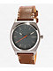 Nixon Time Teller Leather Light Gunmetal, Basalt & Sienna Analog Watch - Thumbnail image 1 of 3