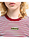 Obey Cypress Stripe Tibetan Red Multi Crop T-Shirt - Thumbnail image 3 of 3
