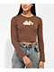 Obey Flames Brown Crop Long Sleeve T-Shirt - Thumbnail image 1 of 2