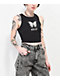 Obey Flaming Butterfly Black Ribbed Crop Tank Top - Thumbnail image 1 of 2