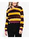 Obey Georgia Brown, Purple & Yellow Crop Long Sleeve Polo Shirt