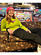 Obey Jess Flame Logo Green Long Sleeve Crop T-Shirt - Thumbnail image 3 of 3