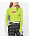 Obey Jess Flame Logo Green Long Sleeve Crop T-Shirt - Thumbnail image 1 of 3