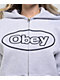 Obey Oval Extra Heavy Light Grey Zip Hoodie - Thumbnail image 3 of 5
