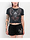 Obey Skull & Roses Black Crop T-Shirt - Thumbnail image 1 of 3
