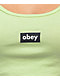 Obey camiseta corta sin mangas verde pastel con etiqueta