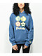Petals and Peacocks Square Panel Blue Hoodie