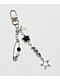Petals and Peacocks Starry Eyed Silver & Black Bag Charm - Thumbnail image 1 of 2