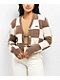 Petals by Petals & Peacocks Brown Checkered Crop Cardigan - Thumbnail image 1 of 2