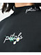 Petals by Petals and Peacocks Daisy Script Mockneck Black Long Sleeve T-Shirt