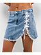 Playboy Lace Up Denim Mini Skirt - Thumbnail image 3 of 5