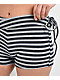 Pretty Garbage Celeste Ruched Blue & Grey Stripe Foldover Shorts - Thumbnail image 4 of 4