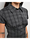 Pretty Garbage Colette Navy Plaid Crop Button Up Shirt - Thumbnail image 3 of 3
